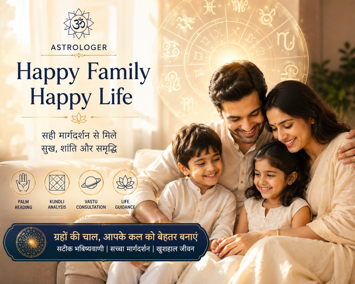 Happy family representing happiness, peace and prosperity